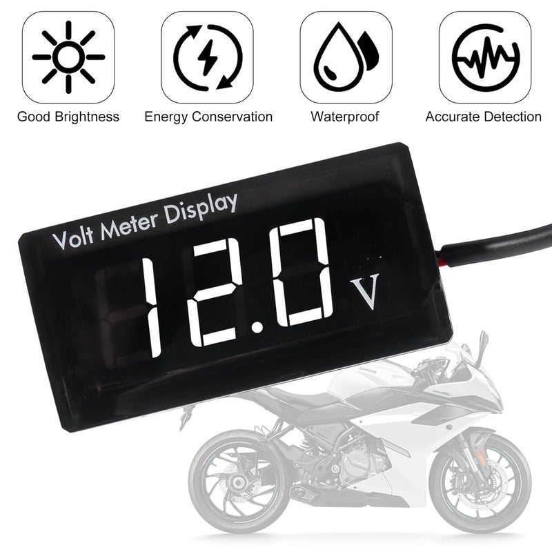 XIITIA DC 12V Car Digital Voltmeter LED Display DC 5-28V Voltage Volt Meter Waterproof Gauge for Car Motorcycle (White) - Image 5